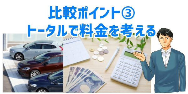 車のサブスク比較ポイント③見落としがちな「トータル料金」